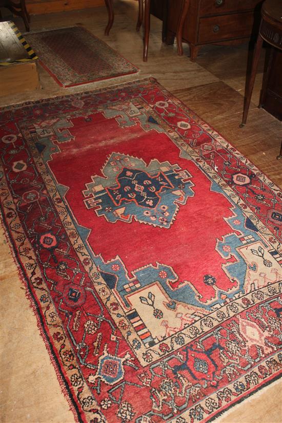 Red & blue pattenered rug & another